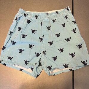 Disney Parks Small Blue Stitch Patterned Button-fly Boxer Sleep Shorts